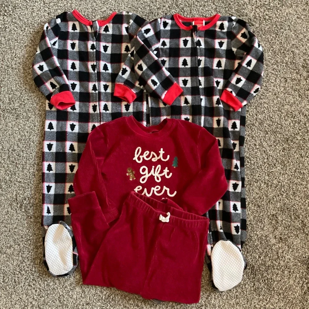 Toddler Holiday Pajamas 24M Lot Carter's Best Gift Ever Footie Sleepers Set of 4